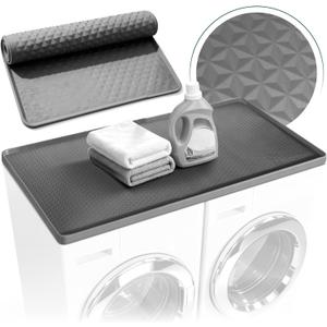 Washer Dryer Countertop Silicone Mat  Flexible, Non-Rigid Design (Not Wood or Solid Board), Large Non-Slip Waterproof Top Protector for Washer & Dryer, Anti-Scratch Laundry Machine Cover, 54 x 27.5 (Gray)