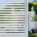 Niviy Frosted Window Film Privacy Window Sticker Non Adhesive Window Vinyl Film Removable Static Cling Window Film UV Protection Striped Pattern for Home Office 35.4 x 78.7 Inches (Wide Stripe)
