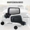 Passenger Right Side Door Mirror for 2019 2020 2021 2022 2023 Chevrolet Silverado 1500 /GMC Sierra 1500 with Power and Heated Glass With Temperature Sensor, R-7 Pins