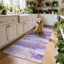 Washable Runner Rug for Hallway Kitchen: 2x6 Modern Abstract Throw Rugs with Rubber Backing for Entryway, Soft Long Non-Slip Area Rug for Bedroom Home Decor Aesthetic, Purple