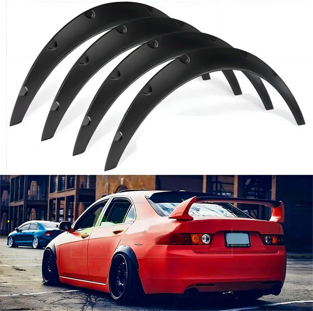4Pcs 2.5inch/800mm Universal Fender Flares Flexible Durable Polyurethane Auto Car Body Kit Black