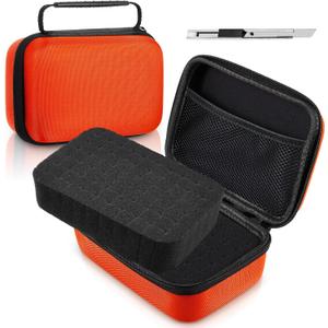 EVA Hard Case with Customizable Foam 12.6 x 8.3 x 3.5 Inch Protective EVA Carrying Case Shockproof Outdoor for Camera, Digital Products, Electronic Instruments with Knife, Orange