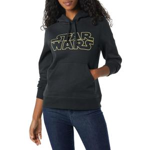 Amazon Essentials Disney | Marvel | Star Wars | Princess Women's Fleece Hooded Pullover Hoodie Sweatshirts (Available in Plus Size) (Black, XL)