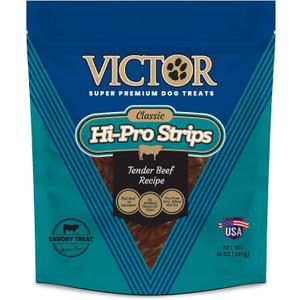 2 x VICTOR Super Premium Dog Treats  Classic Hi-Pro Savory Strips with Real Beef  Supports Immune System, Digestive Health, & Healthy Coat  Tender Beef Snack for Active and Sporting Dogs, 14 oz (EXP 04/01/26)
