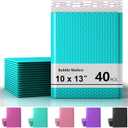 10 x 13 Inch Bubble Mailer 40 Pack, Waterproof Padded Envelopes with Strong Self-Seal Adhesive, Cushioning Shipping Bags with Bright Color for Small Business - Minty Blue