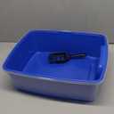 IRIS USA Large Cat Litter Box with Scatter Shield and Scoop, Open Top High Sided Cat Litter Pan, Blue (1-Pack)