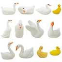 Pinenjoy 12Pcs Realistic Miniature Duck Figurines Mini Goose Figures 1inch Resin Animal Cake Toppers for DIY Fairy Garden Moss Landscape Terrarium Crafts Birthday Party Decors