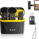 Wireless Lavalier Microphone for iPhone 15 16 Android with Lightning Adapter, USB C iPhone Microphone for Video Recording, Streaming -2 Pack, 48KHz 32Bit, 100ft, Noise Canceling