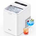 Silonn Ice Maker Countertop, 8 Ice Cubes in 6 Mins, 26.5 lbs/24H, 2 Bullet Ice Sizes, Self-Cleaning Bullet Ice Maker, Portable Ice Machine for Kitchen, Party, Office, and RV Camping