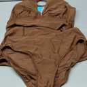 Yonique Womens Two Piece Swimsuits Tummy Control Tankini Plus Size Bathing Suit Halter V Neck Swimwear (Large, Brown)
