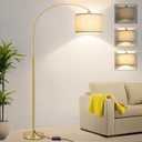 Gold Arc Floor Lamp, Dimmable Floor Lamp for Living Room, Mordern Standing Light with Adjustable Lamp Head, Tall Pole Lamp Over Couch Arched Light for Reading, Bedroom, Office, 9W LED Bulb Included