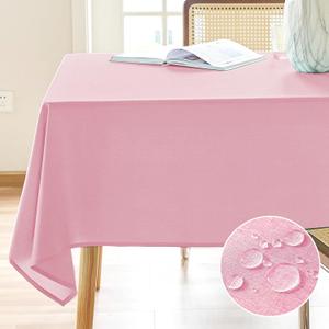 AUSSPVOCT Textured Linen Tablecloth Rectangle 60x104 Water Resistant Spill-Proof Wipeable Pink Table Cloth Wrinkle Free Fabric Dining Table Cover for Birthday Party Farmhouse Kitchen Tablecloths