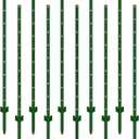 3-7 Feet Metal Fence Posts, 5 Feet 10 Pack Heavy Duty Steel Posts with U-Channel, No Dig U-Pointed Bottom, Corner Anchors for Yards, Lawns and Gardens