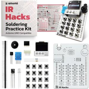 amomii IR Hacks - Soldering Practice Kit for Arduino UNO, Infrared Technology Shield with OLED Screen, Keypad, IR Sensors, DIY Electronics Project for Adults and Teens