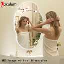 Irregular Backlit LED Bathroom Mirror for Wall 48"x30", Asymmetrical Lighted Vanity Mirror with Light, 3 Colors and Stepless Dimmable, Shatterproof, Defogger, Memory (Vertical or Horizontal)