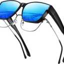 Wzerry Polarized Fit Over Glasses Sunglasses, Wear Over Sunglasses Wrap Around Shades for Men Women UV400 Pretection