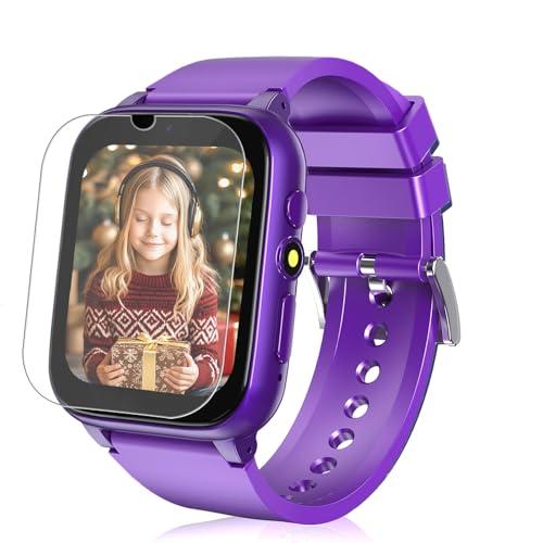 Goodatech 1.69'' Kids Smart Watch for Kids Boys Girls, HD Camera,26 Bulit-in Puzzle Games,Video Music Player,Pedometer,Flashlight,Alarm Clock, Birthday Gifts for 4-12 Years Children (Purple)