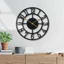 Wall Clock Battery Operated,Silent Non Ticking Modern Rustic Metal Small Clocks for Living Room/Bedroom/Office/Kitchen/Farmhouse Home Decor-10IN(Arabic Number-Black)