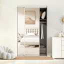 BARNSMITH 48 x 80 Inches Mirrored Closet Door, One Side Mirror with Top & Bottom Track Kits, 2-Panels Steel Frame Sliding Mirror Closet Door, Easy to Install