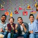 30 Pcs Chiefs Football Party Hanging Swirls Decorations Red and Gold in My Football Era Birthday Party Decoration for Sport Theme Tailgate Game Parties Supply