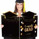 GRADESIN Big Graduation Card 2026 Black Gold Jumbo Guest Book Signature Congrats Grad Guestbook Gift for College High School Graduates Graduation Party Decorations Supplies