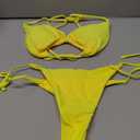 Women Two Piece Bikini Swimsuit Sexy Bathing Suits Halter Triangle Tops String Bikini Sets (Large, Yellow)