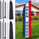 Gisafai 2 Sets Feather Flag Pole Kit Swooper Flutter Flag Hardware Pole Portable Flag Pole Holder with Ground Stake and Bag for Business Storefronts Advertising Outside (7 ft)