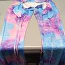 Remelon Womens Spaghetti Strap Halter Tie Dye Print Cut Out Bodycon Bell Flare Pants Club Party One Piece Jumpsuits Rompers Medium