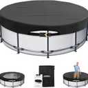 12FT Round Pool Cover with Ratchet Strap Tightener | Easy Installation Pool Covers for Above Ground Pools | Solar Hot Tub Cover Ideal for Hydrophilic and Dustproof for Backyard/lona para Piscina (BLACK)