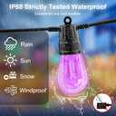 Voneta Outdoor RGBW String Lights, 49ft 15 Bulbs Patio Lights with Remote & APP, S14 Dimmable Color Changing IP68 Waterproof Dimmable LED Hanging for Garden Yard Porch Party