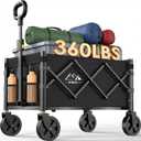 NWH Collapsible Wagon Cart with Wheels Foldable, 360LBS Large Capacity Portable Folding Utility Heavy Duty Beach Wagons Cart with All-Terrain Wheels for Groceries Shopping, Camping, Sports, Garden (100L)