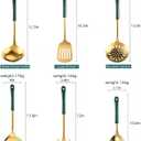 Generic Stainless Steel Kitchen Utensil Set, Spoon, Spatula, Pasta Server, Small Spatula (Black & Gold)