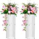 Nuptio Centerpieces for Wedding Table Vases - 2 Pcs 31.5in Tall Flower Vase Crystal Flowers Stand for Party Tables Decorations - Elegant Bulk Weddings Decoration Table Geometric Centerpiece Stands