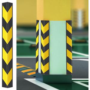 12 Pack Garage Wall Corner Guards, 31" Rubber Edge Protectors with Reflective Stripe for Parking Safety, Car Bumper and Wall Corner Protection