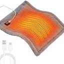 HOTHUGZ USB Heating Pad, 5V 3A Heat Pad for Period Cramps & Pain Relief, 3 Heat Settings & Auto Off, USB-A USB-C Travel Heated Pad for Neck, Shoulder & Back, Portable 16"x12", Gift for Women Men, Grey