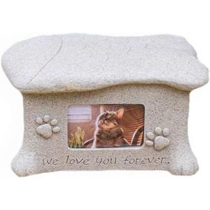 Cat Urn with Photo Frame, Pet Urns for Cats, with Foot Prints and Fish Cover Pattern
