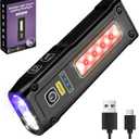 Flashlight UV Light 395nm, Blacklight EDC Flashlights Mini LED high Lumen USB C Rechargeable Portable with Magnetic Base, COB White & Red Light, Output Emergency Power, for Pet Urine, Resin Curing