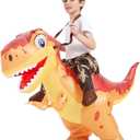 COMIN Inflatable Dinosaur Costume Kids Blow Up T Rex Dino Costumes Funny Fancy Dress for Halloween Party (4-6Yrs)