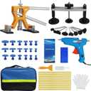 Car Dent Puller Kit, 45Pcs Body Repair Tools Paint less Dent Removal Tool with Adjustable Dent Lifter & Bridge Puller, Hail Damage Repair Kit for Car Refrigerator Door Ding