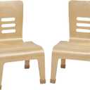 ECR4Kids 12" Bentwood Teacher School Stacking Chair, Natural (2-Pack)