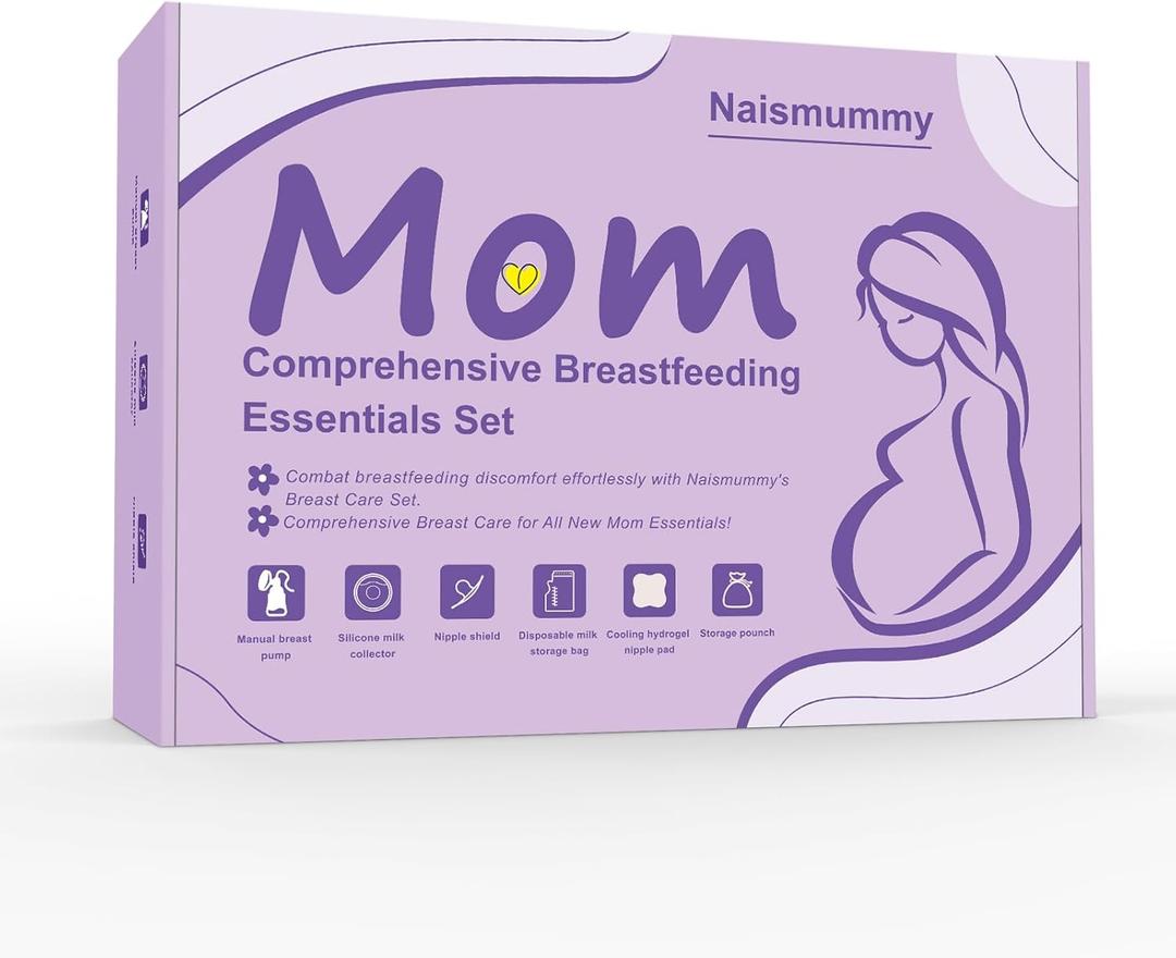 Breastfeeding Essentials Kit for Nursing Moms - Manual Breast Pump, Nipple Shields, Milk Collectors, Breastmilk Storage Bags, Soothing Gel Pads for Breastfeeding Newborn Relief for Sore Nipples 37 Pcs