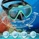 Snorkeling Gear for Adults, Adult Snorkel Set with Panoramic Anti-Leak and Anti-Fog Tempered Glass Snorkel Mask, Dry Top Snorkel, Snorkle Mask Set Adult with Mesh Bag Ear Plug for Snorkeling (Malachite Green (1 Set))