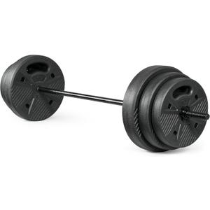 CAP Threaded Barbell Set with 100 LB Cement Grip Plates | 47" Threaded Bar, 25LB / 15LB / 10LB Grip Plates, Star Collars, Home Gym Weight Set for Strength Training