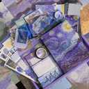 Funto Scrapbooking Kit(116 PCS), Oil Painting Series-The Starry Night, Perfect for Bullet Scrapbooking Materials, Planner DIY Arts Craft Collage