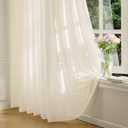 FMFUNCTEX Cream Sheer Curtains, 100X84, Rod Pocket, 1 Panel for Bedroom
