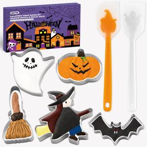 Holiday Cookie Cutter Set, 7 Pieces Cute Cookie Cutters, Stainless Steel Cookie Cutters with Holiday Spatula for Baking Food Party Decorations