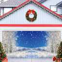 Winter Christmas Garage Door Cover Decorations 7x16ft Wonderland Forest Snow Snowflake Banner Large Xmas Holiday Party Backdrop Background Decor Supplies Outdoor Indoor