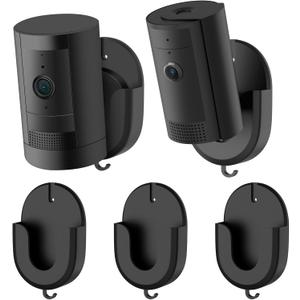 No Drill Wall Mount Compatible with Stick Up Cam and Ring/Indoor Cam & Indoor Cam Plus , Strong Adhesive and No Screws Indoor Camera Mount(3Pack,White) (Black)