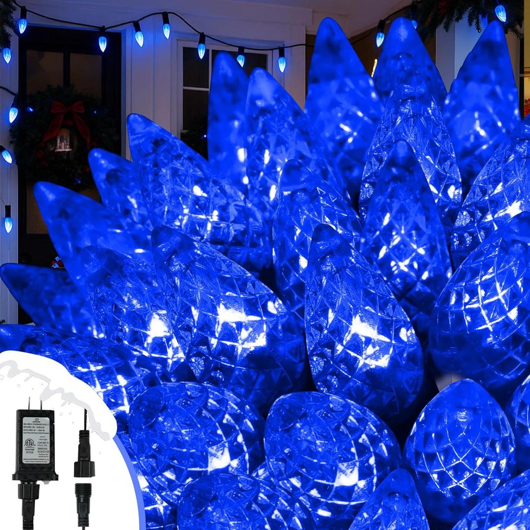 Upgraded 250 LED C6 Connectable Christmas String Light, 82FT Waterproof Christmas Twinkle Lights for Outdoor, Plug in Fairy Twinkle Lights Indoor with 13 Modes & Timer for Christmas Decorations (Blue)