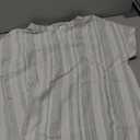 Astylish Womens Striped Henley Neck Linen Shirt Casual Button Down Cap Sleeve Blouse Tops, M